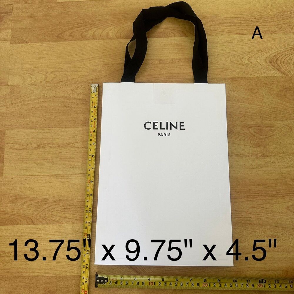 Celine Paper Shopping Bag - white medium, 13.75" x 9.75" x 4.5" [A]